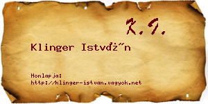 Klinger István névjegykártya